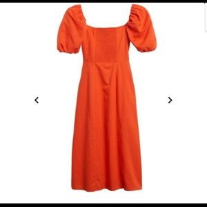 Orange Nwot Puff Sleeve Midi Casual Maxi Dress